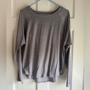 Athleta Topanga Mesh Back Long Sleeve Heather Gray Knit Top Size M